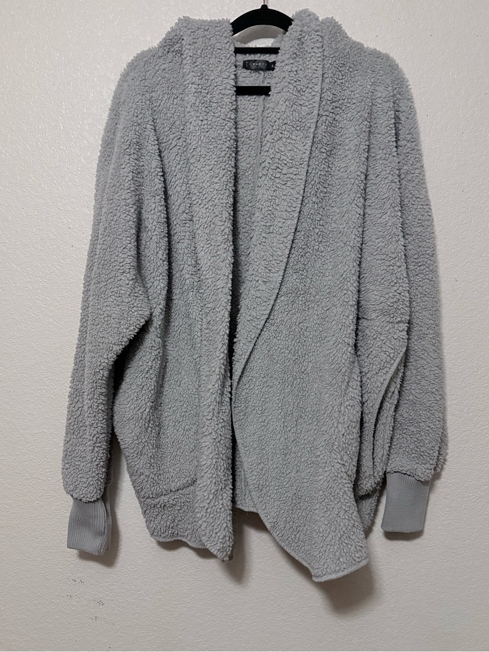 T Party Cozy Women's Shawl Collar Teddy Cardigan - Light Gray